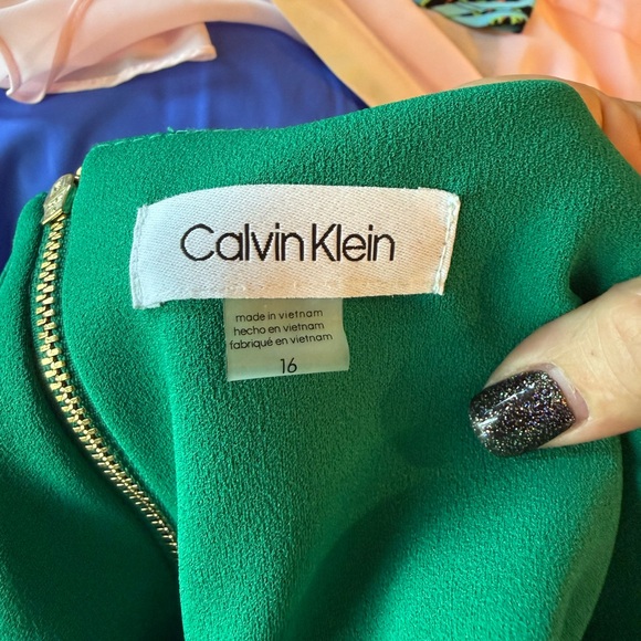 Calvin Klein Green Mini Dress with Ruffle Sleeves - Picture 3 of 4